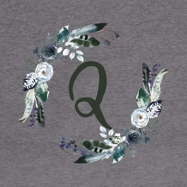 Floral Monogram Q Dark Bohemian Flora by floralmonogram